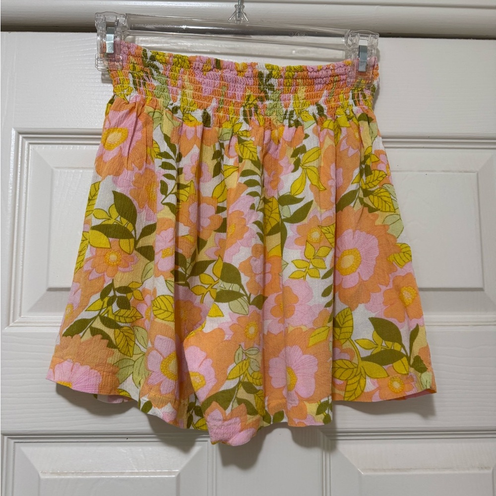 Raya Sun Floral A-Line Skirt - Pink, Yellow, Green